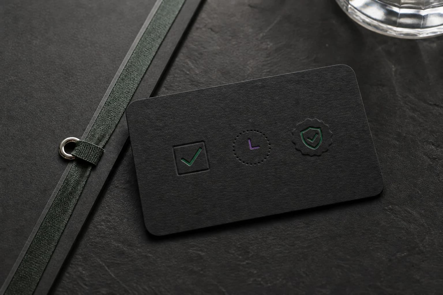 A checked permission card clipped to a green message form.