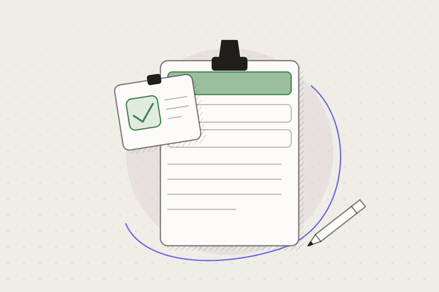 A checked permission card clipped to a message form.