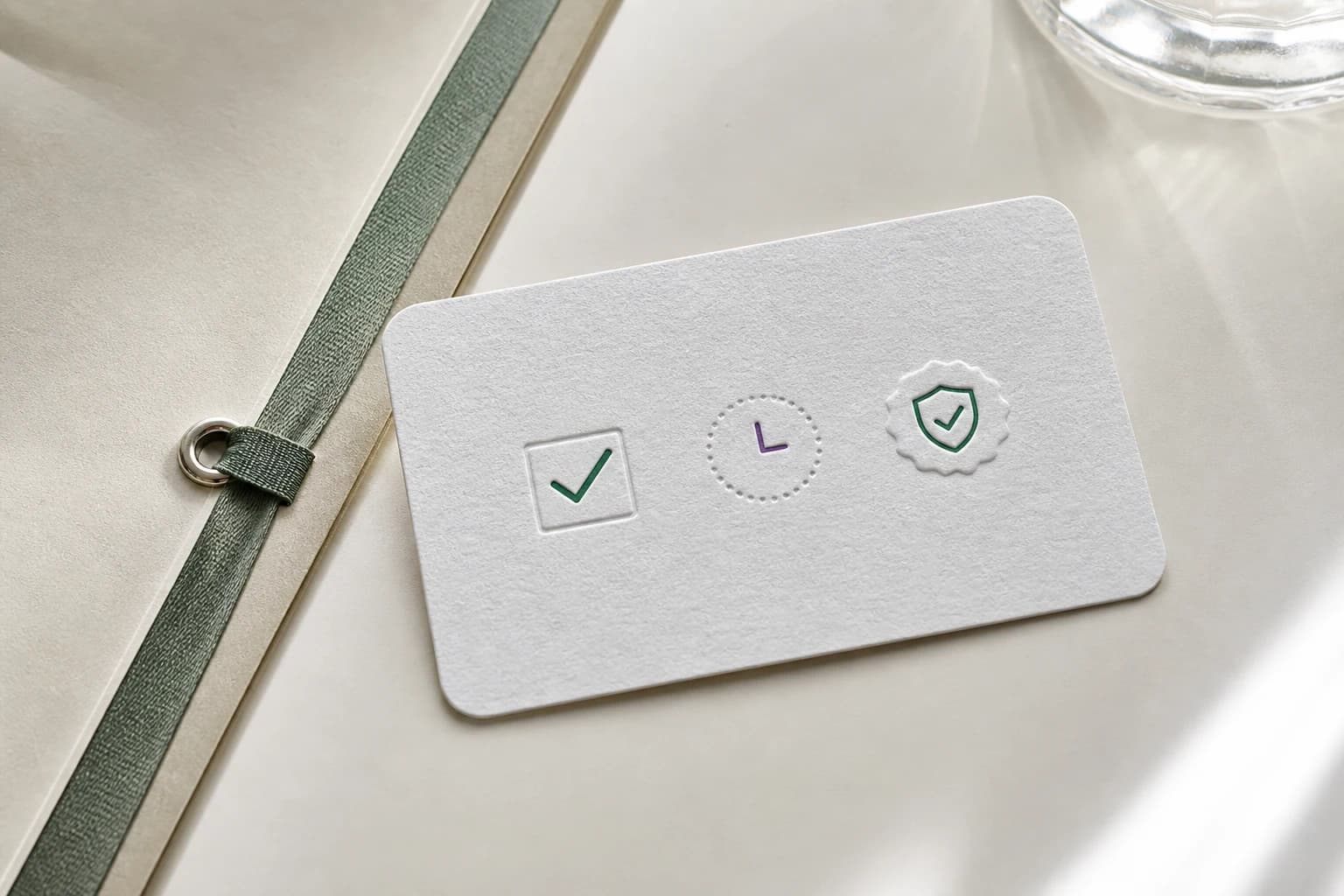 A checked permission card clipped to a green message form.