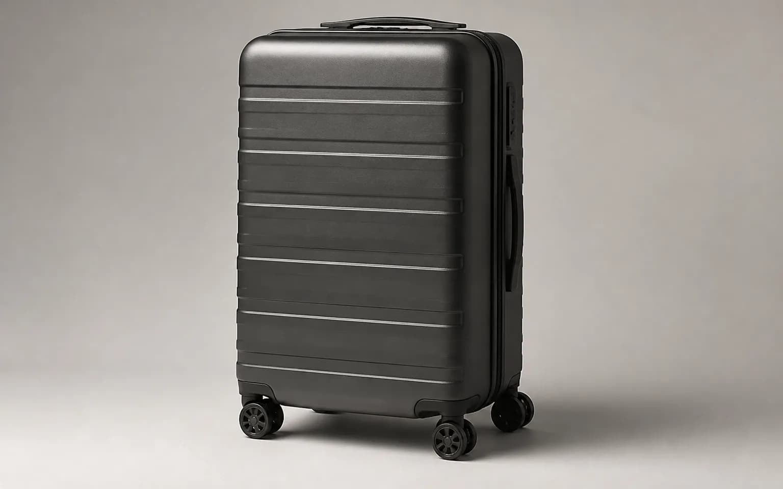 A graphite cabin suitcase
